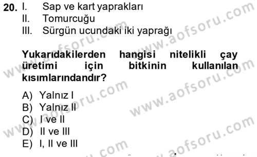 Gıda Bilimi ve Teknolojisi Dersi 2014 - 2015 Yılı (Vize) Ara Sınav Soruları 20. Soru