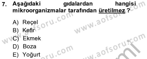 Gıda Bilimi ve Teknolojisi Dersi 2014 - 2015 Yılı (Vize) Ara Sınav Soruları 7. Soru