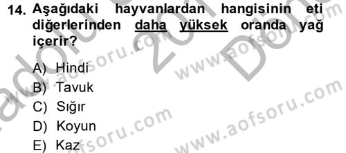 Gıda Bilimi ve Teknolojisi Dersi 2014 - 2015 Yılı (Final) Dönem Sonu Sınav Soruları 14. Soru