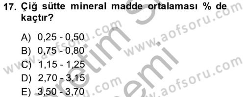 Gıda Bilimi ve Teknolojisi Dersi 2014 - 2015 Yılı (Final) Dönem Sonu Sınav Soruları 17. Soru