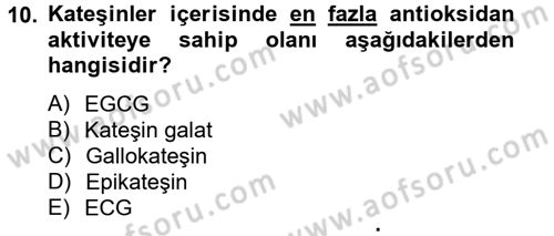 Gıda Bilimi ve Teknolojisi Dersi 2014 - 2015 Yılı Tek Ders Sınav Soruları 10. Soru