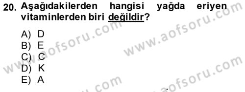 Gıda Bilimi ve Teknolojisi Dersi 2014 - 2015 Yılı Tek Ders Sınav Soruları 20. Soru