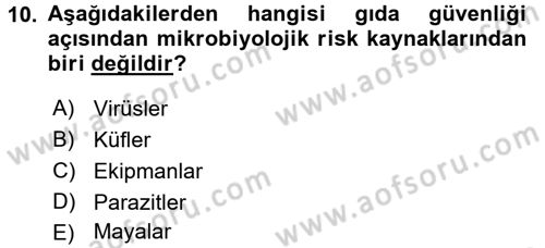 Gıda Bilimi ve Teknolojisi Dersi 2015 - 2016 Yılı (Vize) Ara Sınav Soruları 10. Soru