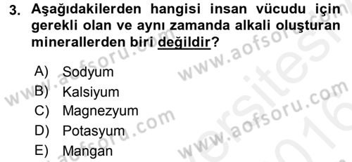 Gıda Bilimi ve Teknolojisi Dersi 2015 - 2016 Yılı (Vize) Ara Sınav Soruları 3. Soru