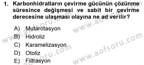 Gıda Bilimi ve Teknolojisi Dersi 2015 - 2016 Yılı (Final) Dönem Sonu Sınav Soruları 1. Soru