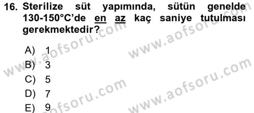 Gıda Bilimi ve Teknolojisi Dersi 2015 - 2016 Yılı (Final) Dönem Sonu Sınav Soruları 16. Soru