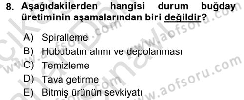 Gıda Bilimi ve Teknolojisi Dersi 2015 - 2016 Yılı (Final) Dönem Sonu Sınav Soruları 8. Soru