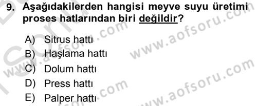 Gıda Bilimi ve Teknolojisi Dersi 2015 - 2016 Yılı (Final) Dönem Sonu Sınav Soruları 9. Soru