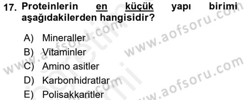 Gıda Bilimi ve Teknolojisi Dersi 2015 - 2016 Yılı Tek Ders Sınav Soruları 17. Soru