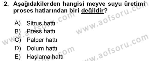 Gıda Bilimi ve Teknolojisi Dersi 2015 - 2016 Yılı Tek Ders Sınav Soruları 2. Soru