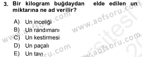 Gıda Bilimi ve Teknolojisi Dersi 2015 - 2016 Yılı Tek Ders Sınav Soruları 3. Soru