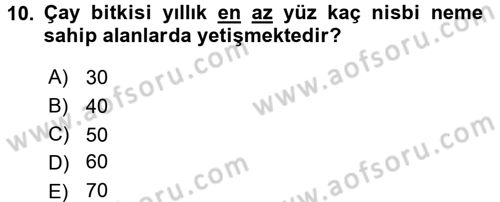 Gıda Bilimi ve Teknolojisi Dersi 2016 - 2017 Yılı 3 Ders Sınav Soruları 10. Soru