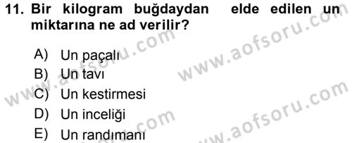Gıda Bilimi ve Teknolojisi Dersi 2016 - 2017 Yılı 3 Ders Sınav Soruları 11. Soru