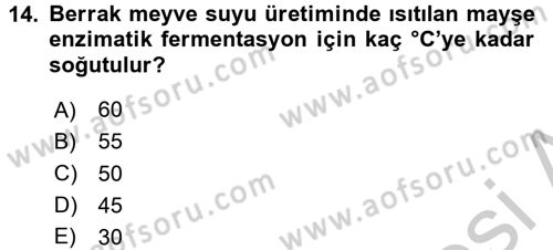 Gıda Bilimi ve Teknolojisi Dersi 2016 - 2017 Yılı 3 Ders Sınav Soruları 14. Soru