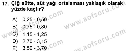Gıda Bilimi ve Teknolojisi Dersi 2016 - 2017 Yılı 3 Ders Sınav Soruları 17. Soru