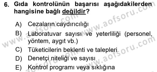 Gıda Bilimi ve Teknolojisi Dersi 2016 - 2017 Yılı 3 Ders Sınav Soruları 6. Soru
