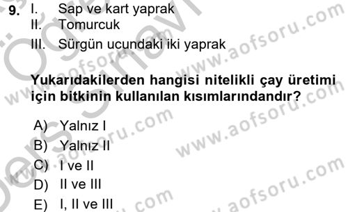 Gıda Bilimi ve Teknolojisi Dersi 2016 - 2017 Yılı 3 Ders Sınav Soruları 9. Soru