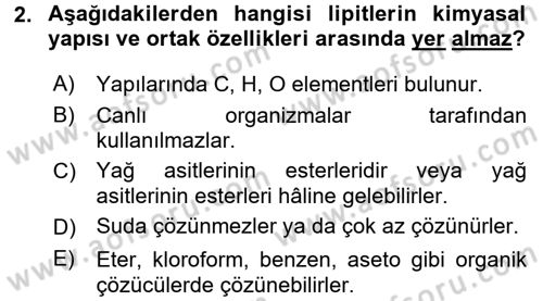Gıda Bilimi ve Teknolojisi Dersi 2016 - 2017 Yılı (Vize) Ara Sınav Soruları 2. Soru