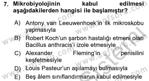 Gıda Bilimi ve Teknolojisi Dersi 2016 - 2017 Yılı (Vize) Ara Sınav Soruları 7. Soru