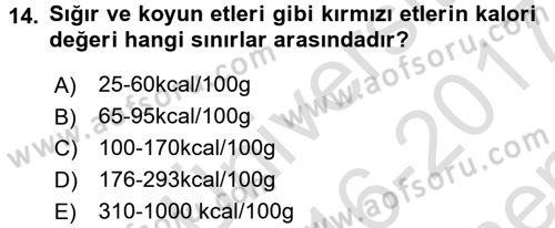 Gıda Bilimi ve Teknolojisi Dersi 2016 - 2017 Yılı (Final) Dönem Sonu Sınav Soruları 14. Soru