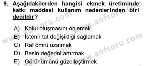 Gıda Bilimi ve Teknolojisi Dersi 2016 - 2017 Yılı (Final) Dönem Sonu Sınav Soruları 9. Soru