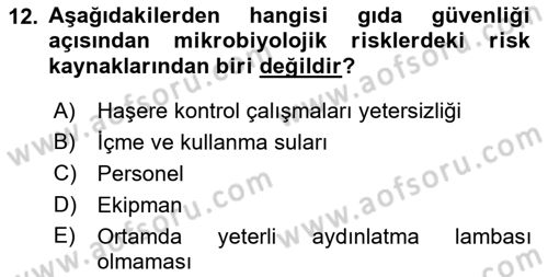 Gıda Bilimi ve Teknolojisi Dersi 2017 - 2018 Yılı (Vize) Ara Sınav Soruları 12. Soru