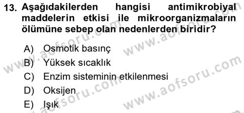 Gıda Bilimi ve Teknolojisi Dersi 2017 - 2018 Yılı (Vize) Ara Sınav Soruları 13. Soru