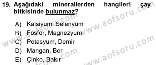Gıda Bilimi ve Teknolojisi Dersi 2017 - 2018 Yılı (Vize) Ara Sınav Soruları 19. Soru