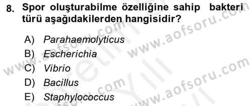 Gıda Bilimi ve Teknolojisi Dersi 2017 - 2018 Yılı (Vize) Ara Sınav Soruları 8. Soru