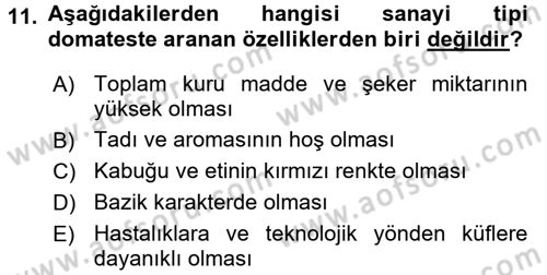 Gıda Bilimi ve Teknolojisi Dersi 2017 - 2018 Yılı (Final) Dönem Sonu Sınav Soruları 11. Soru