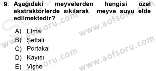 Gıda Bilimi ve Teknolojisi Dersi 2017 - 2018 Yılı (Final) Dönem Sonu Sınav Soruları 9. Soru