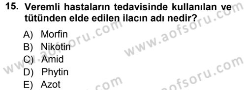Tarla Bitkileri 2 Dersi 2012 - 2013 Yılı (Vize) Ara Sınav Soruları 15. Soru