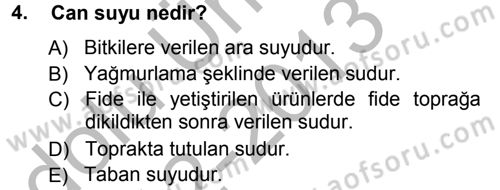 Tarla Bitkileri 2 Dersi 2012 - 2013 Yılı (Vize) Ara Sınav Soruları 4. Soru