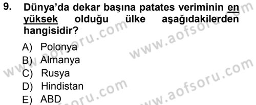 Tarla Bitkileri 2 Dersi 2012 - 2013 Yılı (Vize) Ara Sınav Soruları 9. Soru