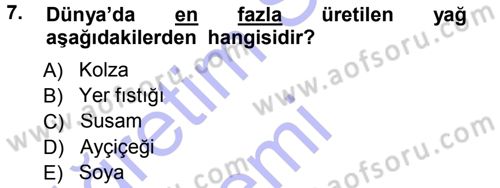 Tarla Bitkileri 2 Dersi 2012 - 2013 Yılı (Final) Dönem Sonu Sınav Soruları 7. Soru