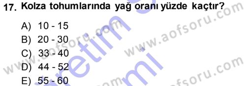 Tarla Bitkileri 2 Dersi 2013 - 2014 Yılı (Vize) Ara Sınav Soruları 17. Soru