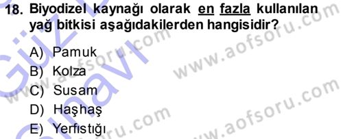 Tarla Bitkileri 2 Dersi 2013 - 2014 Yılı (Vize) Ara Sınav Soruları 18. Soru