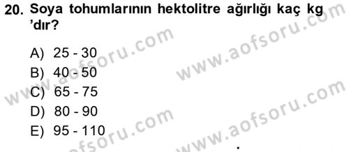 Tarla Bitkileri 2 Dersi 2013 - 2014 Yılı (Vize) Ara Sınav Soruları 20. Soru