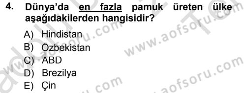 Tarla Bitkileri 2 Dersi 2013 - 2014 Yılı Tek Ders Sınav Soruları 4. Soru