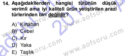 Tarla Bitkileri 2 Dersi 2014 - 2015 Yılı (Vize) Ara Sınav Soruları 14. Soru