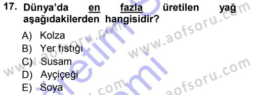 Tarla Bitkileri 2 Dersi 2014 - 2015 Yılı (Vize) Ara Sınav Soruları 17. Soru