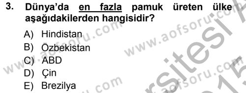 Tarla Bitkileri 2 Dersi 2014 - 2015 Yılı (Final) Dönem Sonu Sınav Soruları 3. Soru