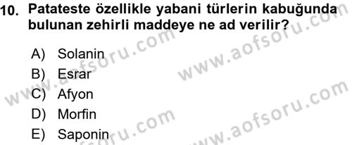 Tarla Bitkileri 2 Dersi 2015 - 2016 Yılı (Vize) Ara Sınav Soruları 10. Soru