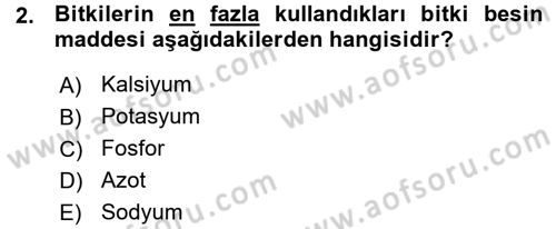 Tarla Bitkileri 2 Dersi 2015 - 2016 Yılı (Vize) Ara Sınav Soruları 2. Soru