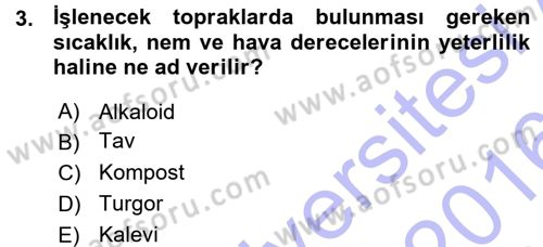 Tarla Bitkileri 2 Dersi 2015 - 2016 Yılı (Vize) Ara Sınav Soruları 3. Soru