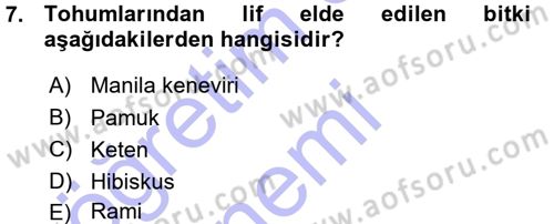 Tarla Bitkileri 2 Dersi 2015 - 2016 Yılı (Vize) Ara Sınav Soruları 7. Soru