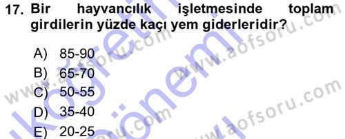 Tarla Bitkileri 2 Dersi 2015 - 2016 Yılı (Final) Dönem Sonu Sınav Soruları 17. Soru