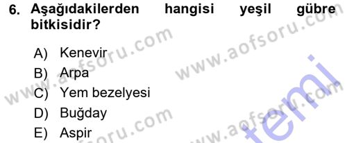 Tarla Bitkileri 2 Dersi 2015 - 2016 Yılı (Final) Dönem Sonu Sınav Soruları 6. Soru