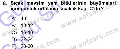 Tarla Bitkileri 2 Dersi 2015 - 2016 Yılı (Final) Dönem Sonu Sınav Soruları 8. Soru