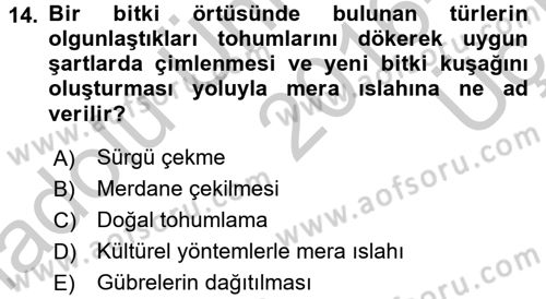 Tarla Bitkileri 2 Dersi 2016 - 2017 Yılı 3 Ders Sınav Soruları 14. Soru